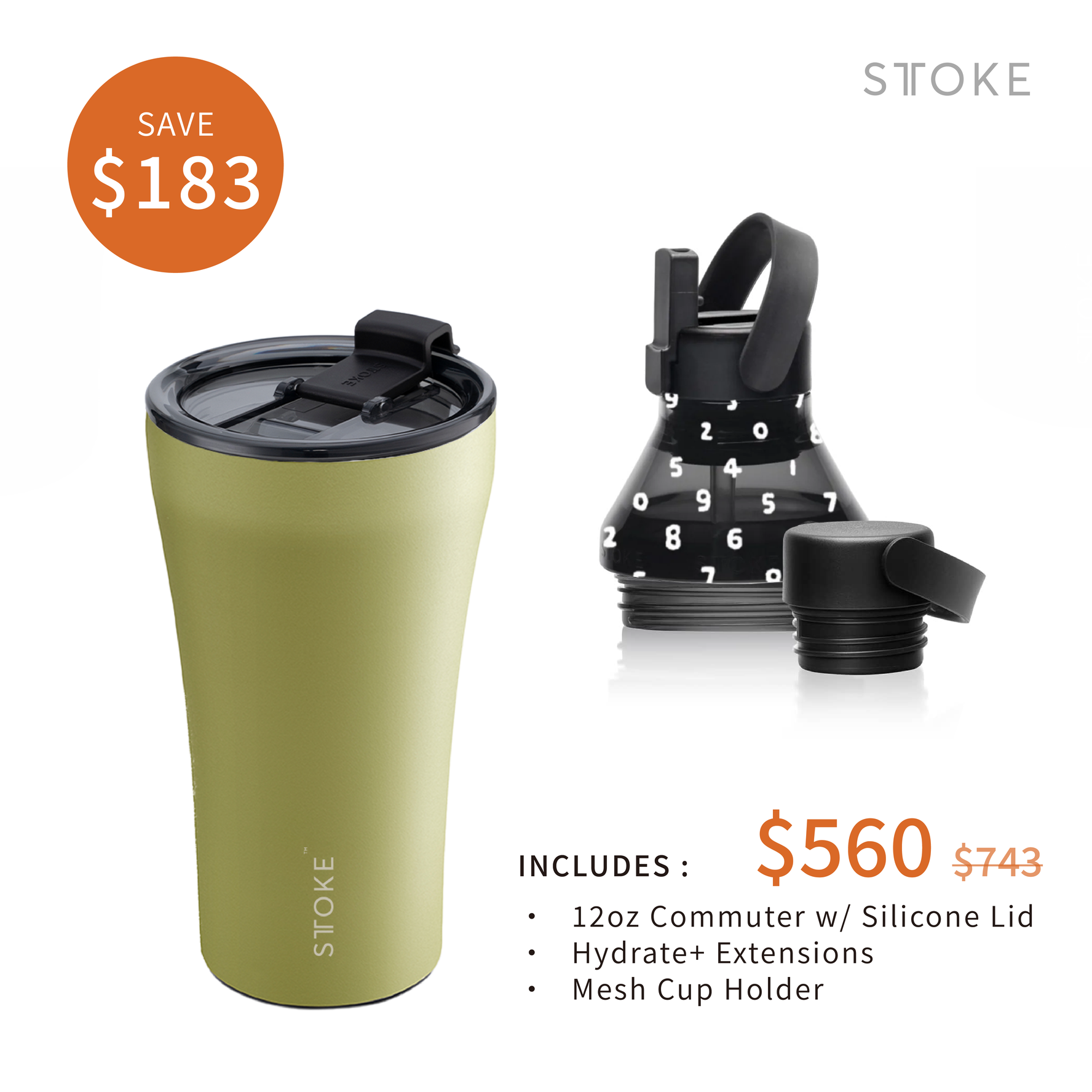 (12oz) Hydrate+ Extensions & Mesh Cup Holder