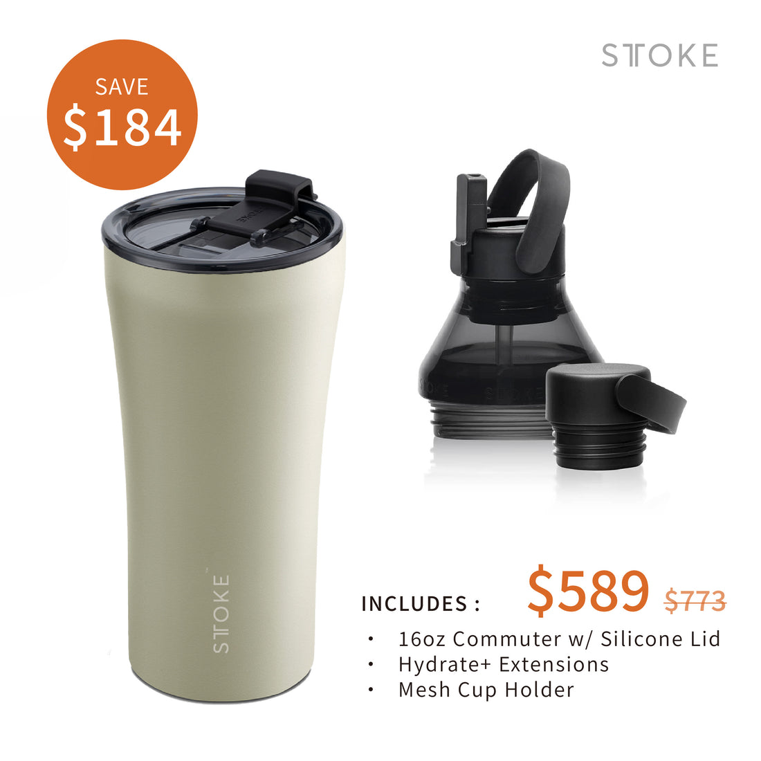 (16oz) Hydrate+ Extensions & Mesh Cup Holder
